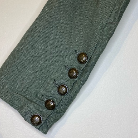 Free People Linen Blend Military Style Blazer Olive Green - Picture 7 of 10